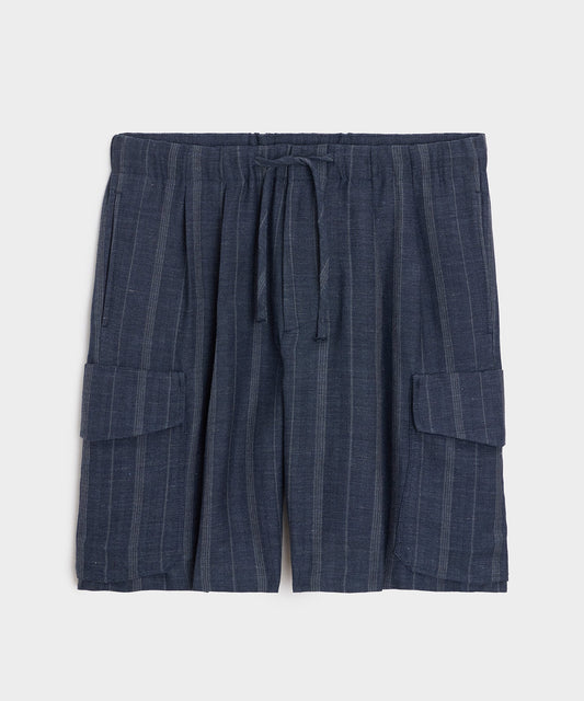 Todd Snyder Italian Wool-Linen Cargo Short - Indigo
