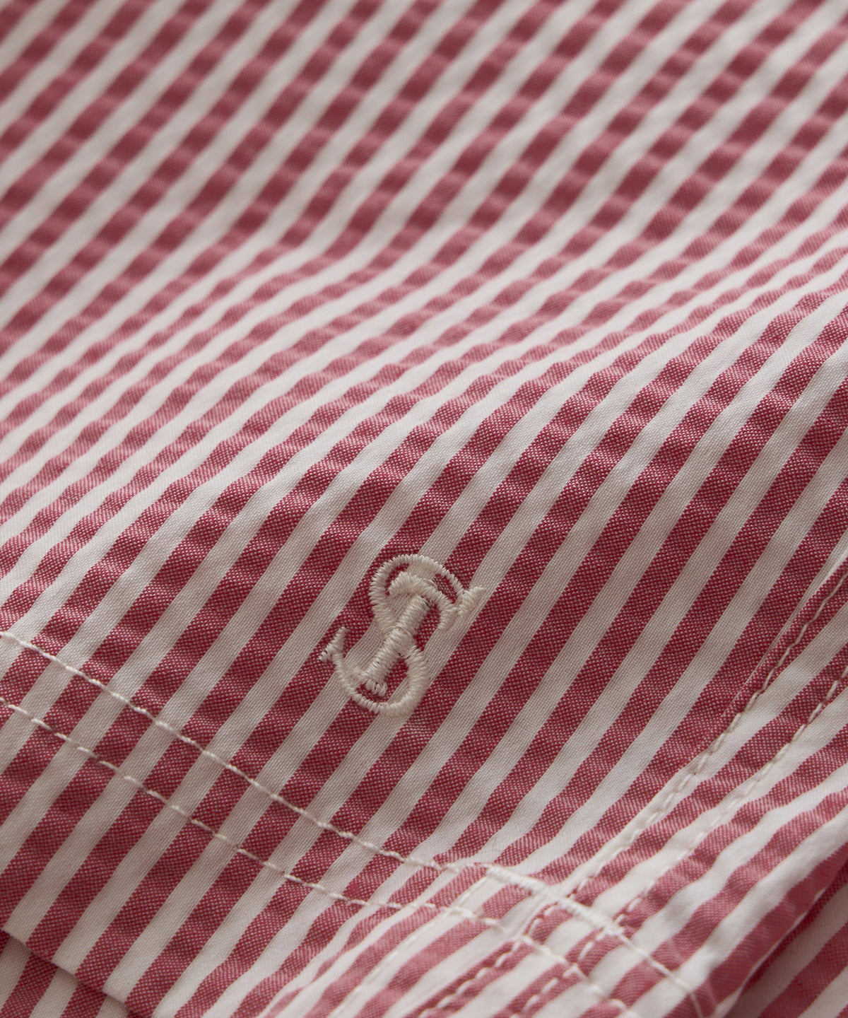 Todd Snyder 5" Seersucker Montauk Swim Trunk - Red