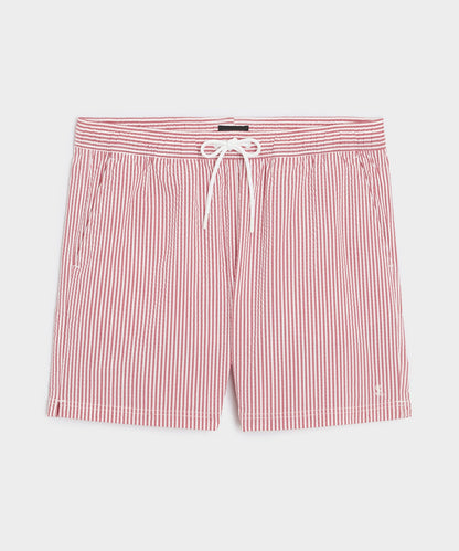 Todd Snyder 5" Seersucker Montauk Swim Trunk - Red