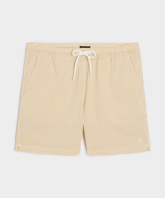 Todd Snyder 5" Seersucker Montauk Swim Trunk - Yellow