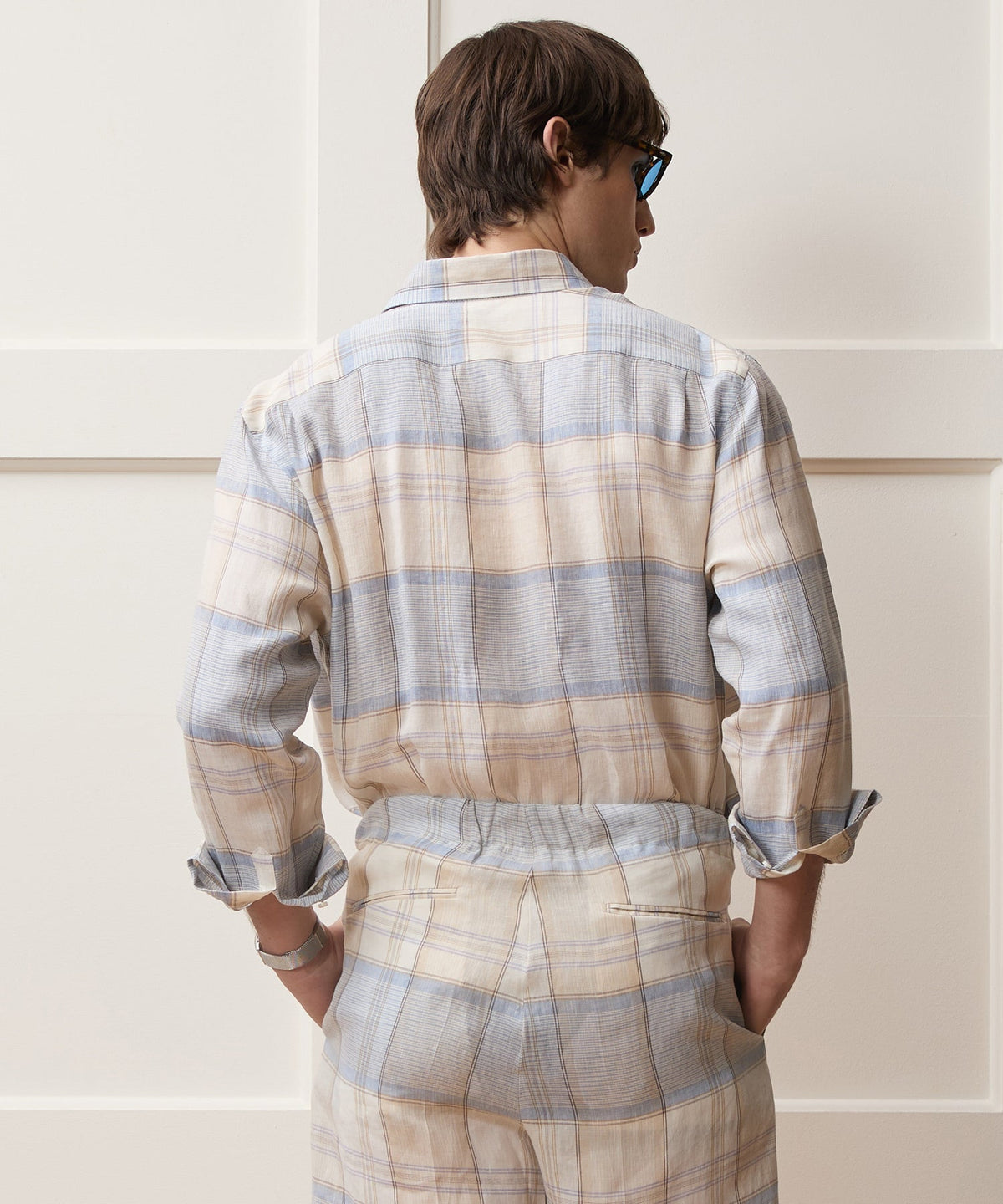 Todd Snyder Italian Linen Plaid Big Shirt - Cream