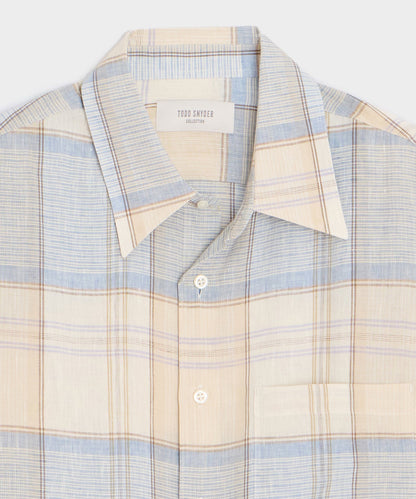Todd Snyder Italian Linen Plaid Big Shirt - Cream