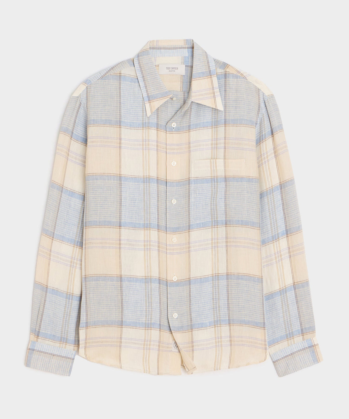 Todd Snyder Italian Linen Plaid Big Shirt - Cream