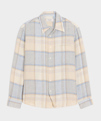 Todd Snyder Italian Linen Plaid Big Shirt - Cream