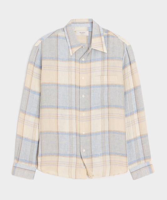 Todd Snyder Italian Linen Plaid Big Shirt - Cream