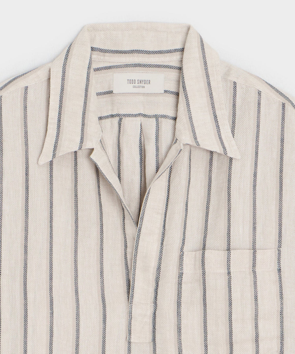 Todd Snyder Striped Linen Popover Shirt - White