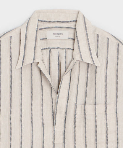 Todd Snyder Striped Linen Popover Shirt - White