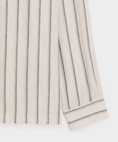Todd Snyder Striped Linen Popover Shirt - White