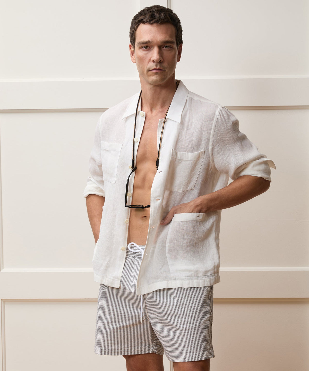 Todd Snyder Panama Guayabera Shirt - Ivory