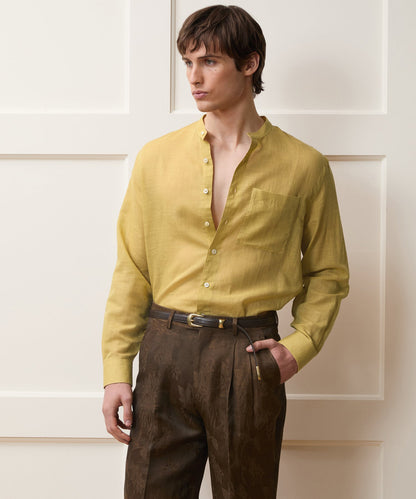 Todd Snyder Voile Band Collar Big Shirt - Golden Straw