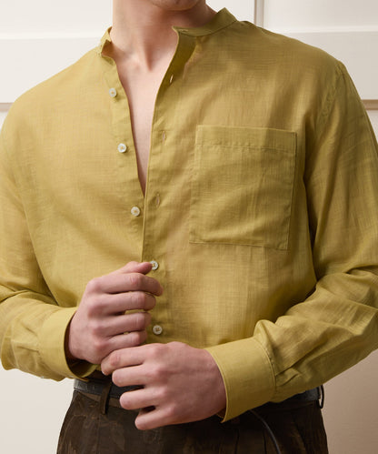 Todd Snyder Voile Band Collar Big Shirt - Golden Straw