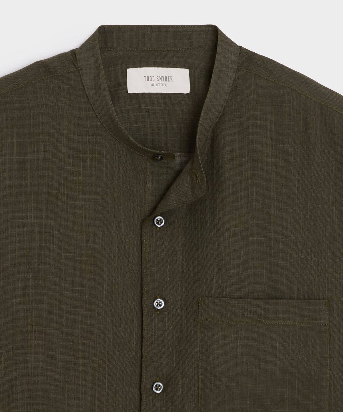 Todd Snyder Voile Band Collar Big Shirt - Olive