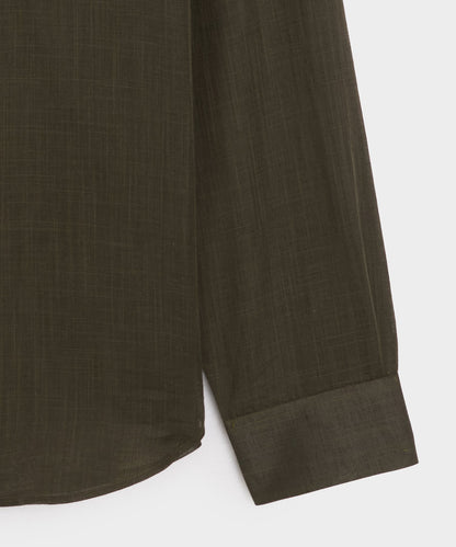 Todd Snyder Voile Band Collar Big Shirt - Olive