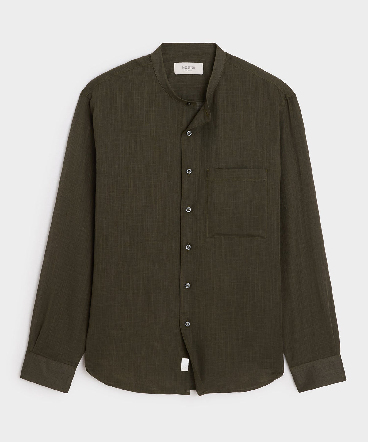 Todd Snyder Voile Band Collar Big Shirt - Olive