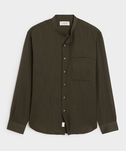 Todd Snyder Voile Band Collar Big Shirt - Olive