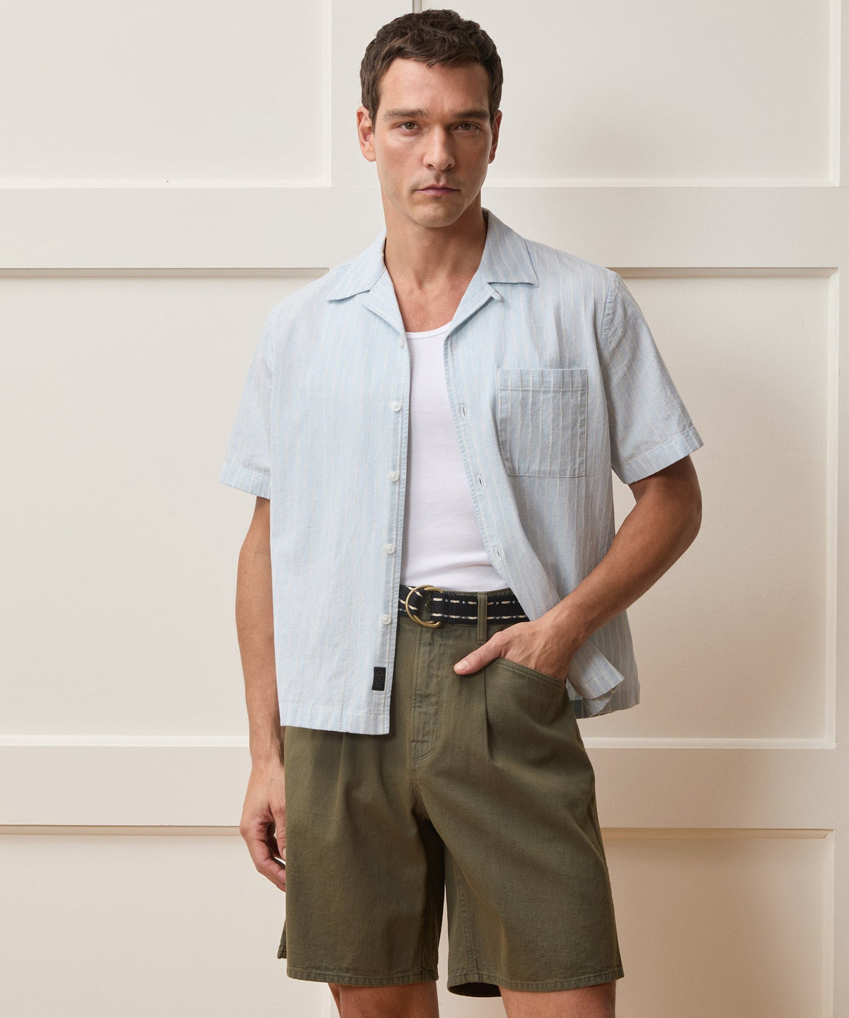 Todd Snyder Jacquard Indigo Capri Shirt - Bleached Indigo