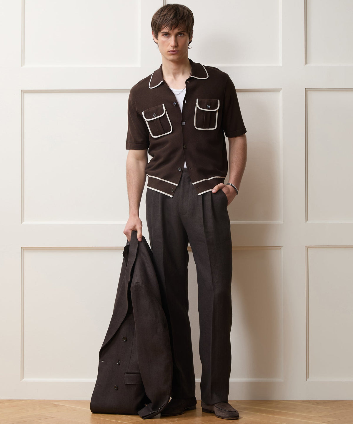 Todd Snyder Wynwood Sweater Polo - Saddle Brown
