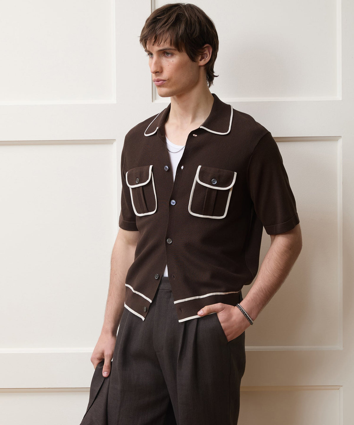Todd Snyder Wynwood Sweater Polo - Saddle Brown
