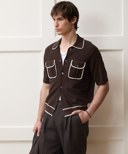 Todd Snyder Wynwood Sweater Polo - Saddle Brown