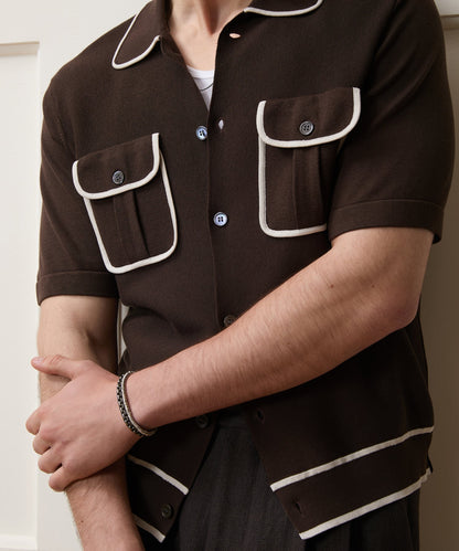 Todd Snyder Wynwood Sweater Polo - Saddle Brown