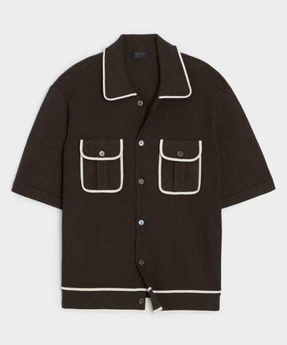 Todd Snyder Wynwood Sweater Polo - Saddle Brown