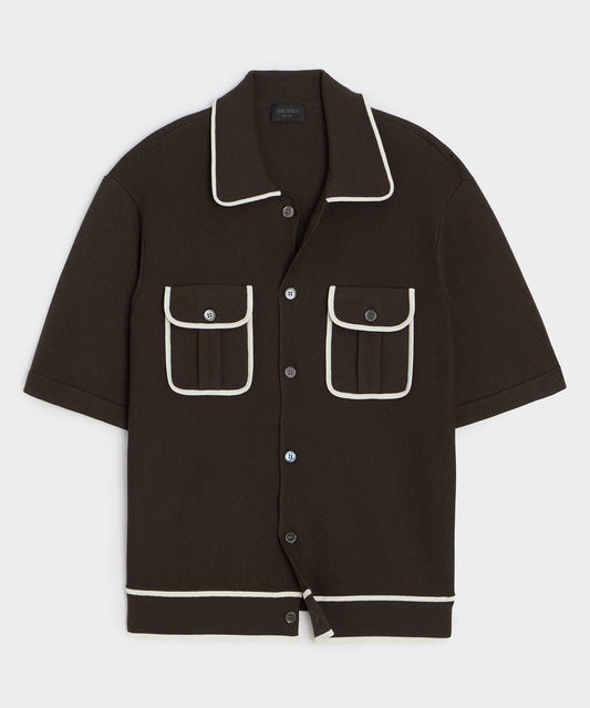 Todd Snyder Wynwood Sweater Polo - Saddle Brown