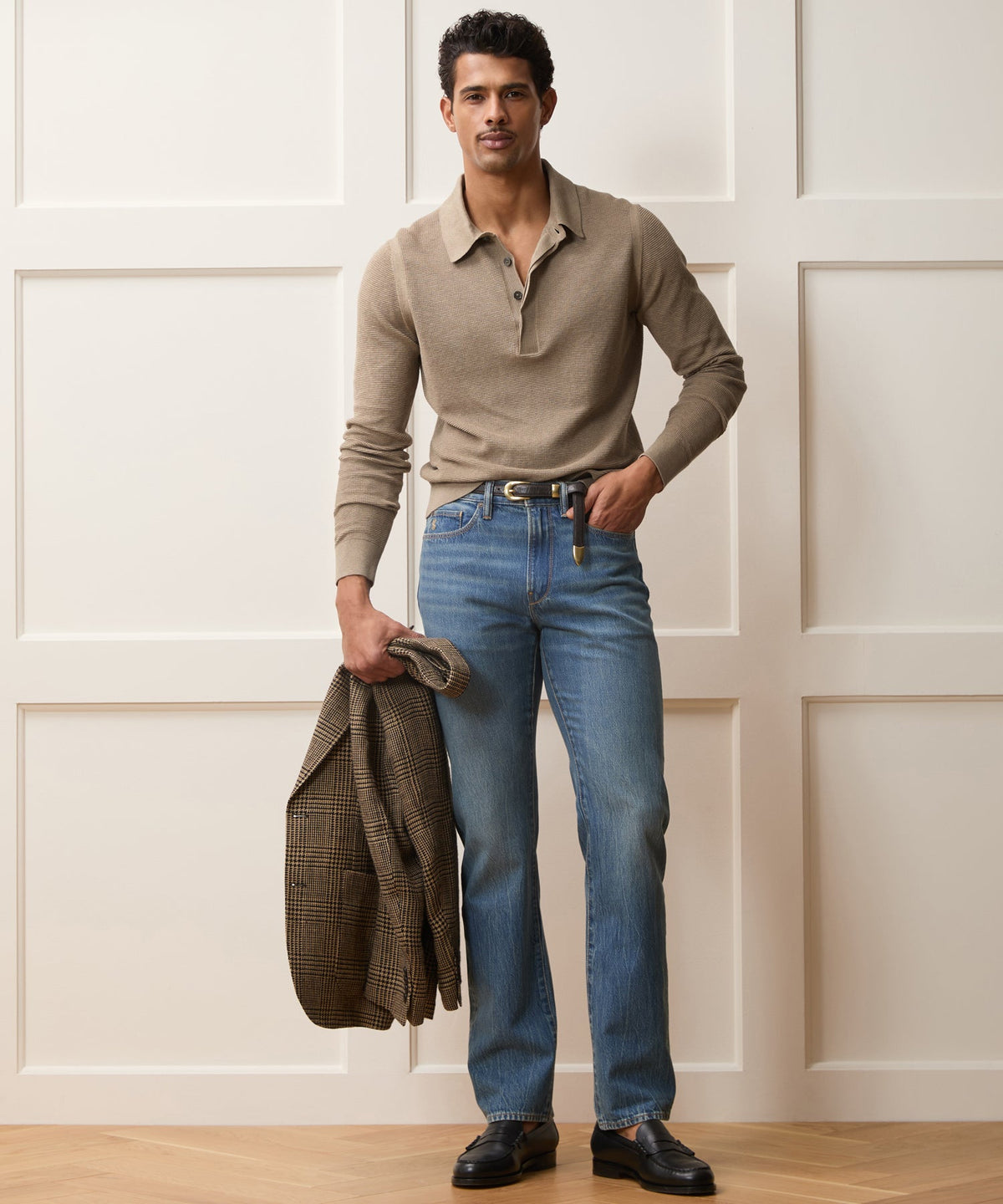 Todd Snyder Vista Sweater Polo - Heather Taupe