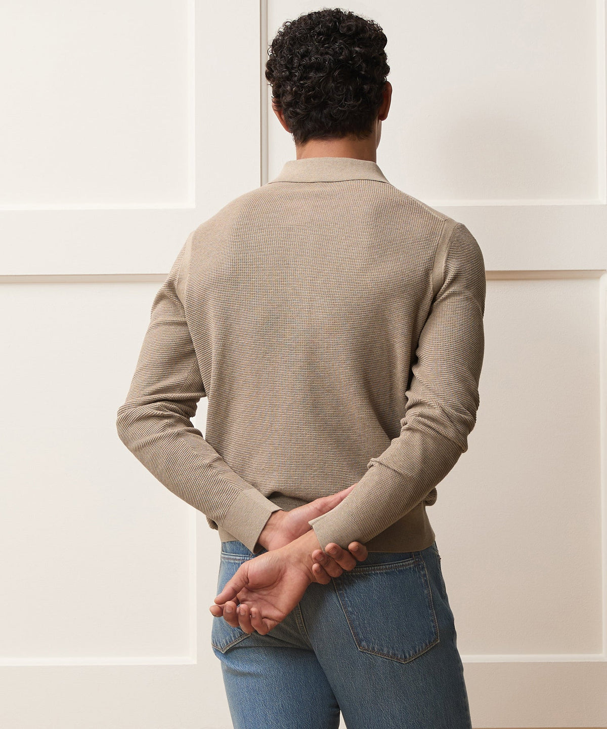 Todd Snyder Vista Sweater Polo - Heather Taupe