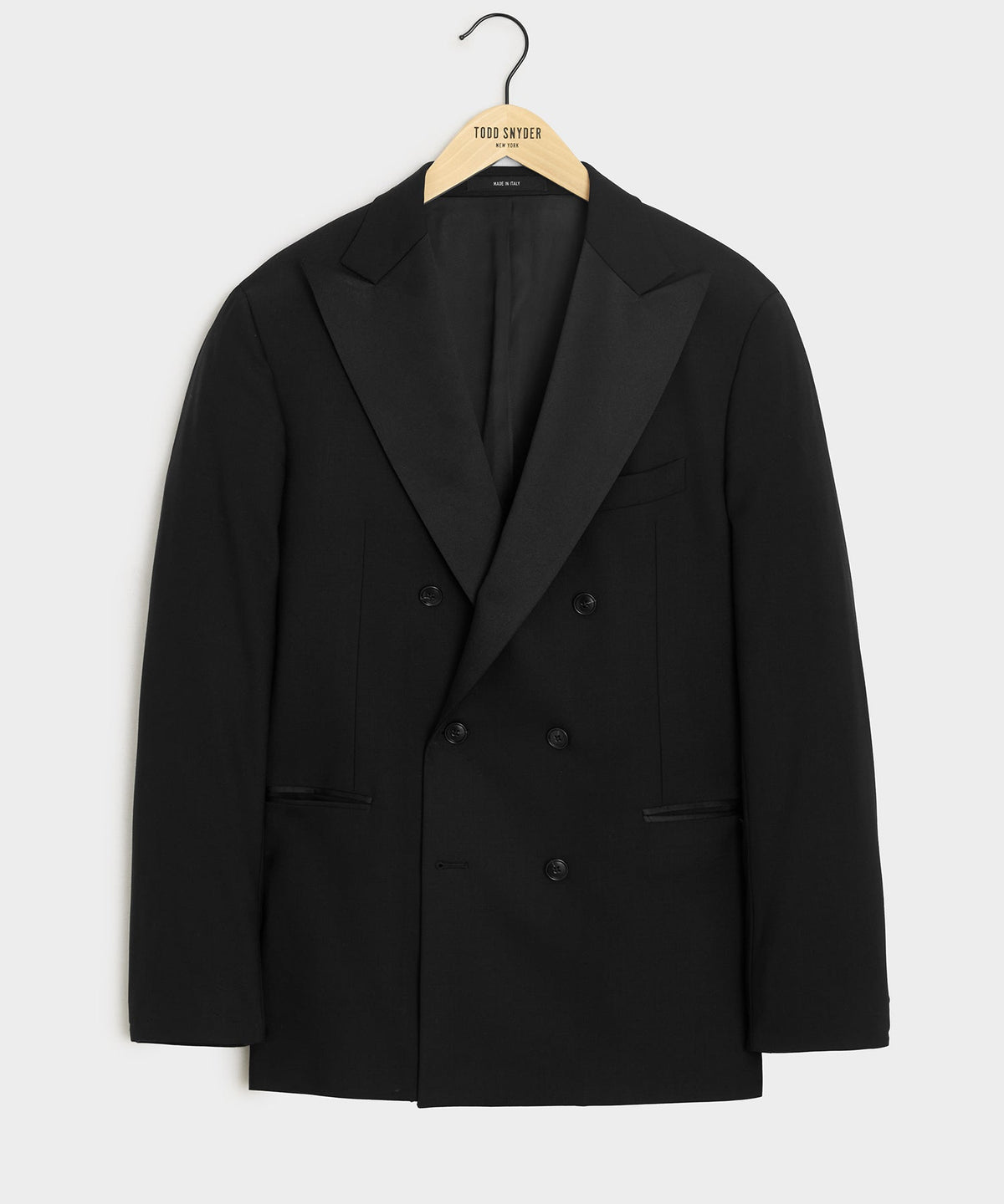 Todd Snyder Italian Wool Double-Breasted Tuxedo Jacket - Black