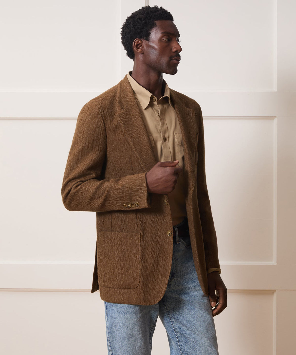 Todd Snyder Italian Herringbone Sport Coat - Straw