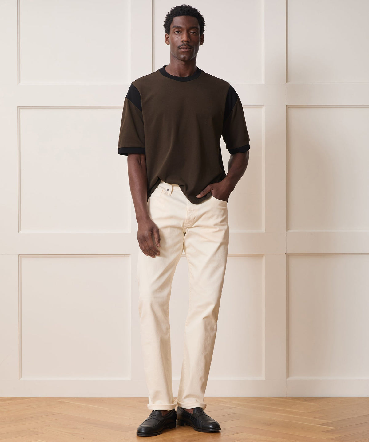 Todd Snyder Collegiate Jersey Ringer Tee - Espresso Bean