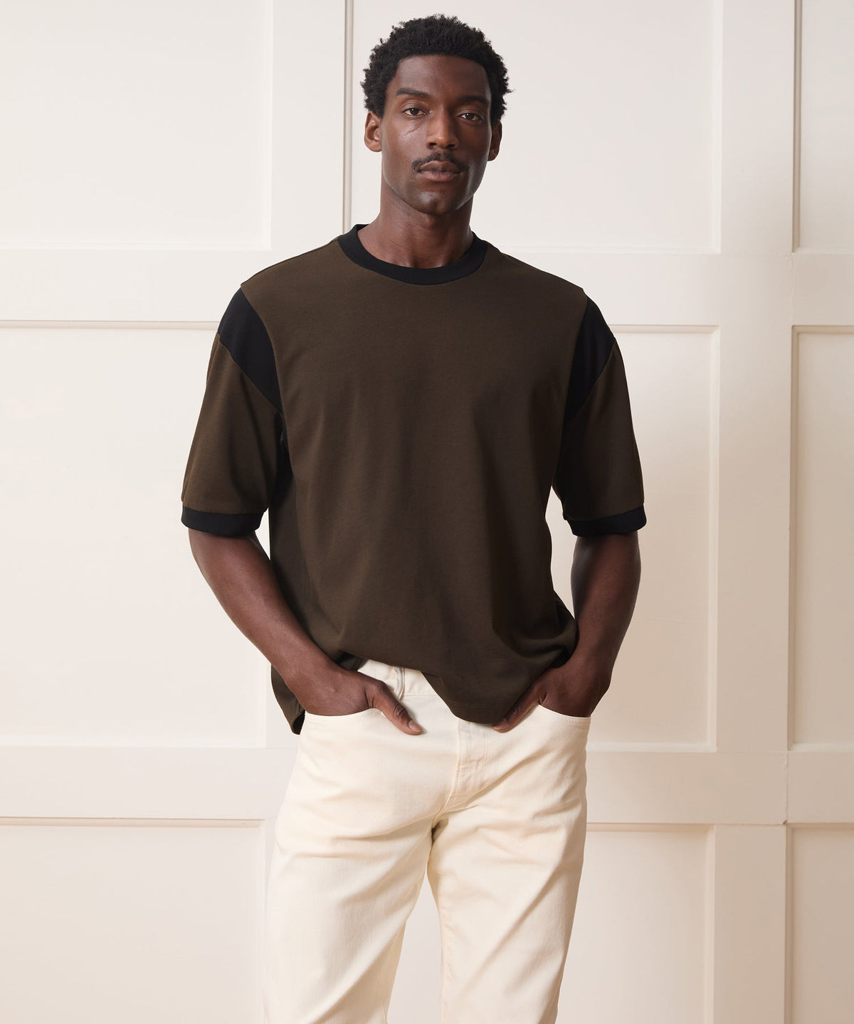 Todd Snyder Collegiate Jersey Ringer Tee - Espresso Bean
