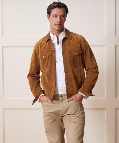 Todd Snyder Italian Suede Dylan Jacket - Burnt Caramel
