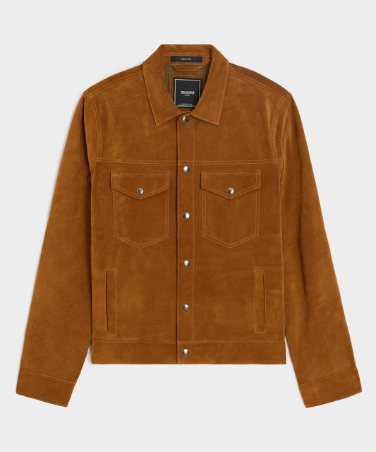 Todd Snyder Italian Suede Dylan Jacket - Burnt Caramel