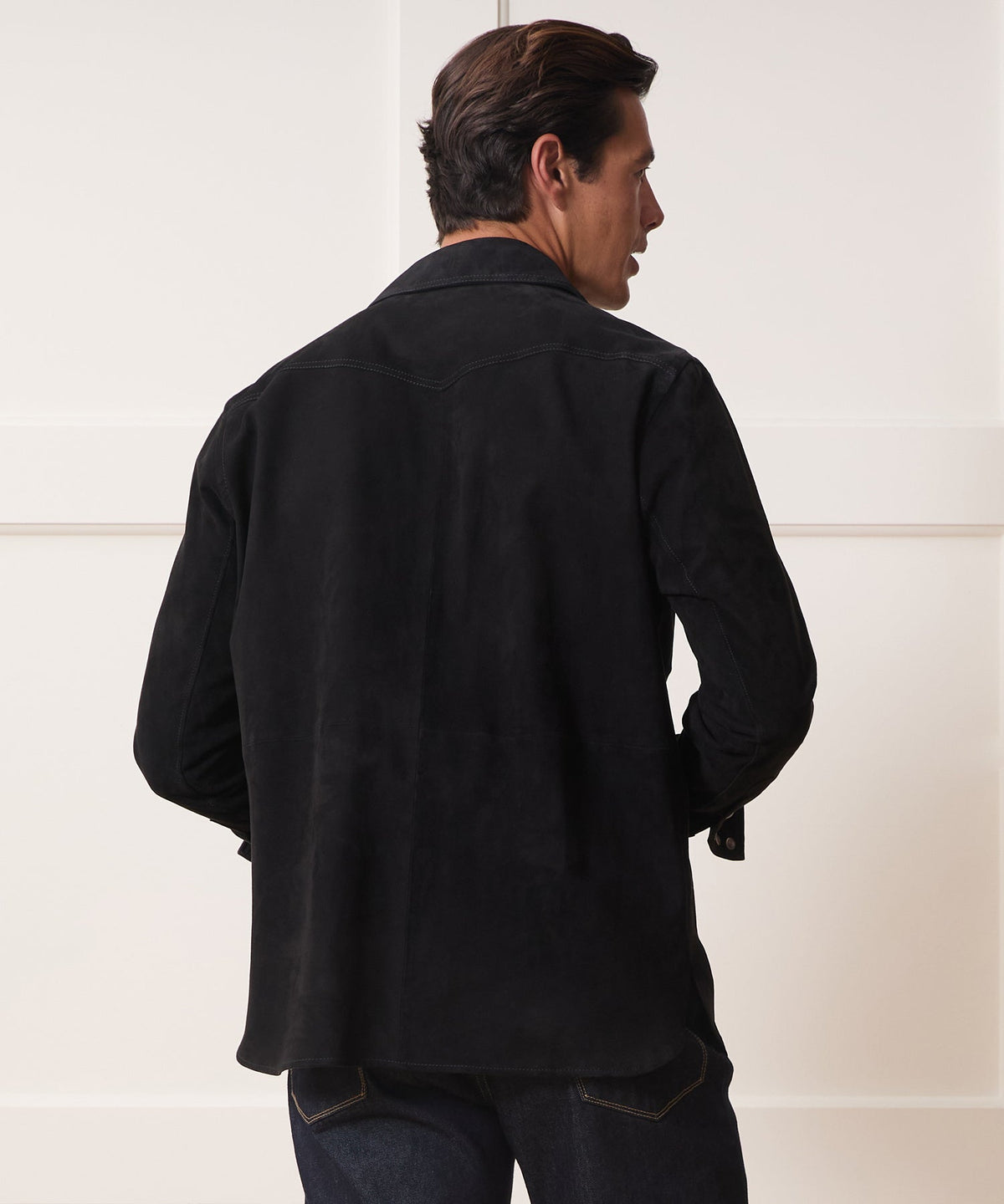Todd Snyder Italian Suede Western Shirt Jacket - Black