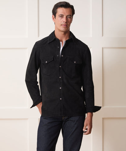 Todd Snyder Italian Suede Western Shirt Jacket - Black