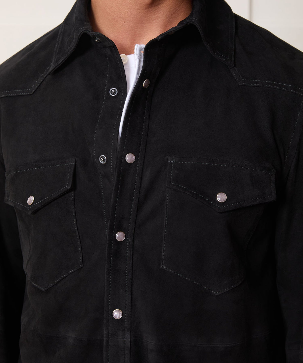 Todd Snyder Italian Suede Western Shirt Jacket - Black