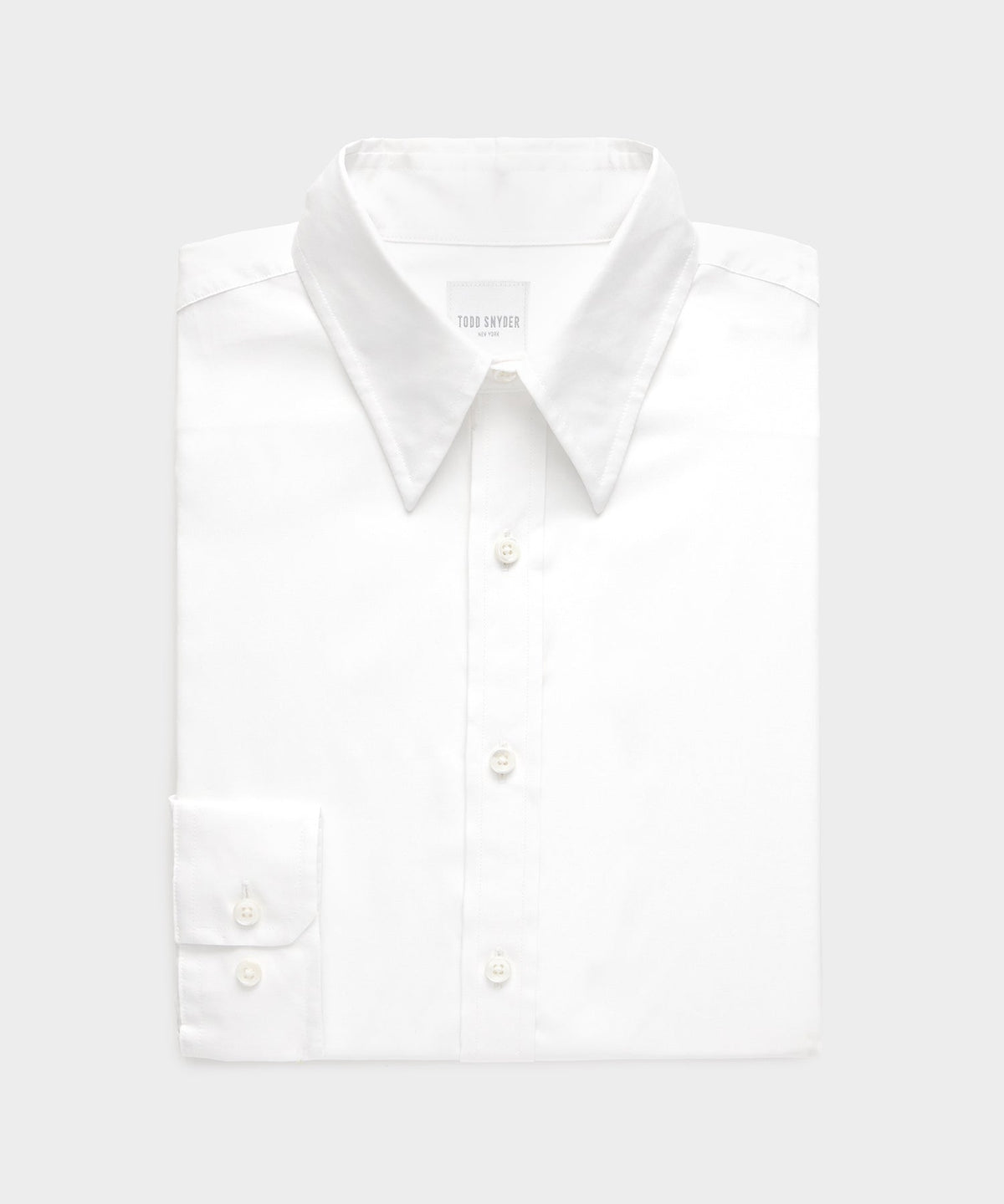 Todd Snyder Cotton Poplin Long Point Collar Dress Shirt - White