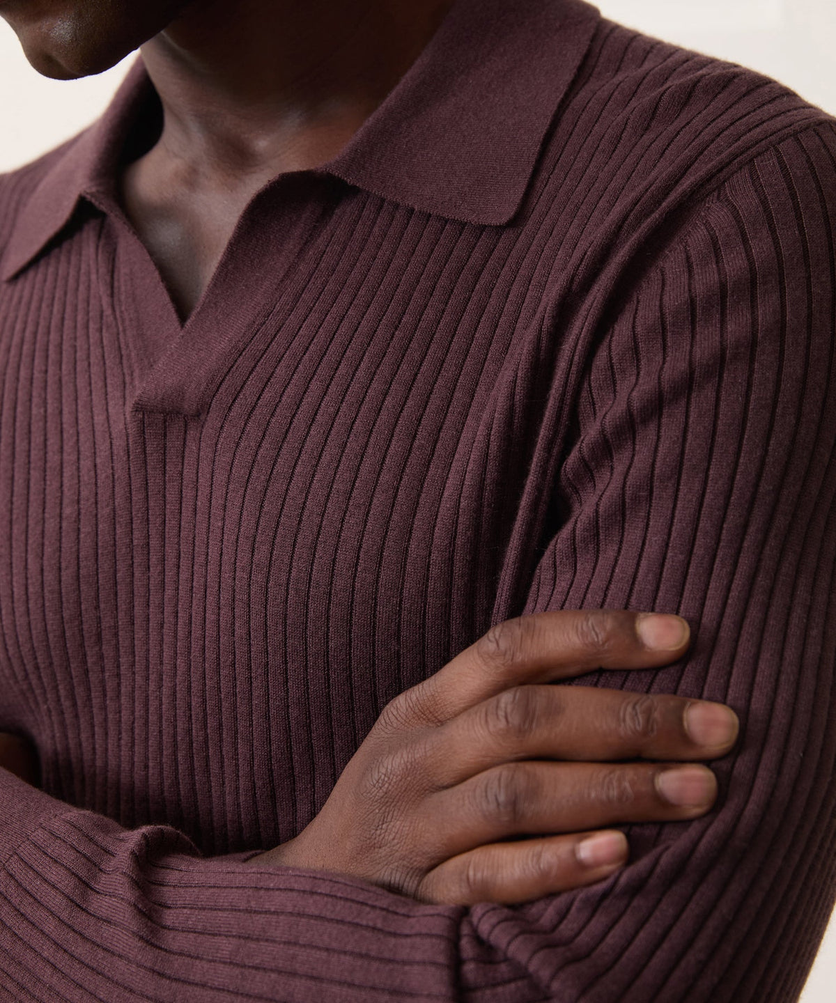 Todd Snyder Silk-Cashmere Ribbed Montauk Sweater Polo - Raisin