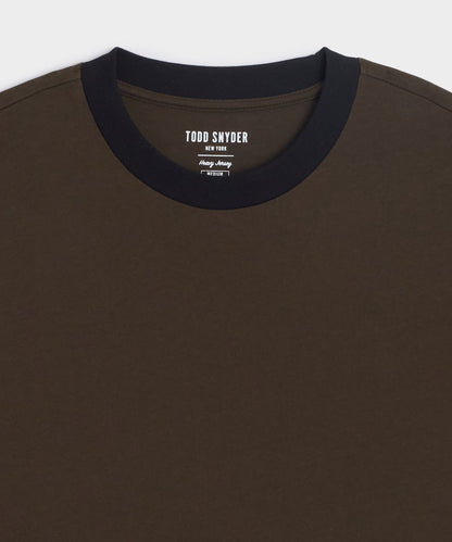 Todd Snyder Collegiate Jersey Ringer Tee - Espresso Bean