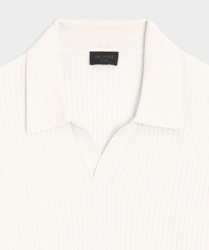Todd Snyder Silk-Cashmere Ribbed Montauk Sweater Polo - Bisque