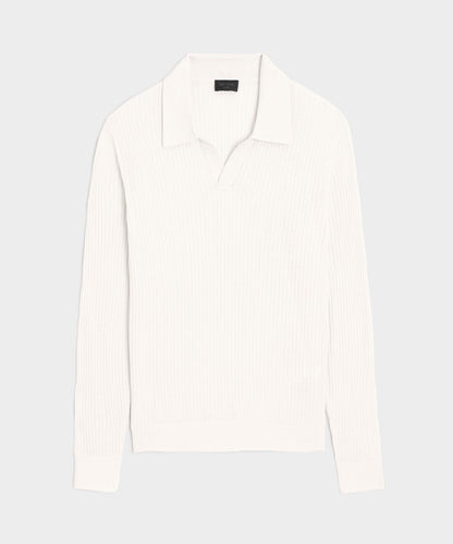 Todd Snyder Silk-Cashmere Ribbed Montauk Sweater Polo - Bisque