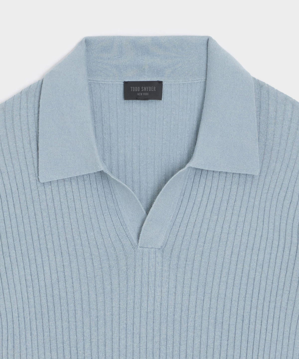Todd Snyder Silk-Cashmere Ribbed Montauk Sweater Polo - Dusty Blue