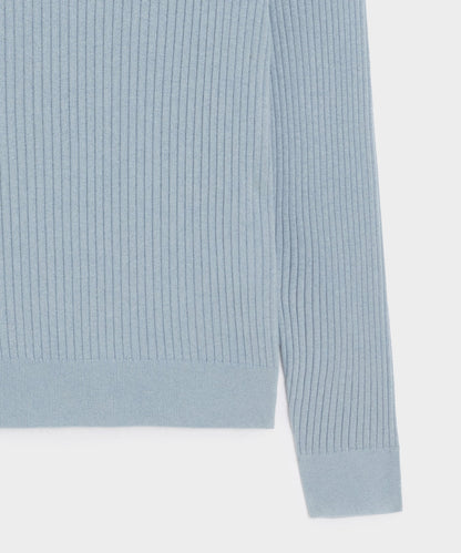 Todd Snyder Silk-Cashmere Ribbed Montauk Sweater Polo - Dusty Blue