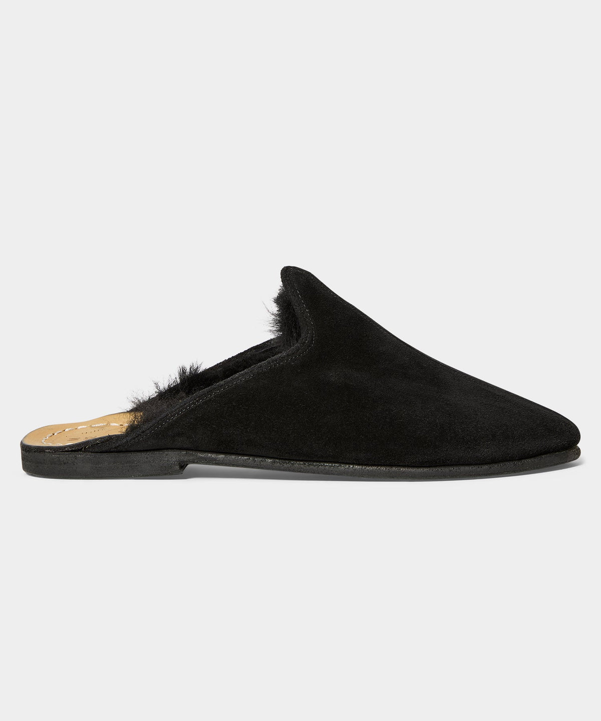 Todd Snyder Sabah Baba Suede Shearling Slide - Black