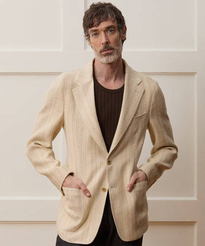 Todd Snyder Italian Linen Silk Double Stripe Sport Coat - Beige