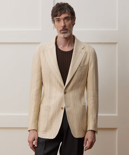 Todd Snyder Italian Linen Silk Double Stripe Sport Coat - Beige
