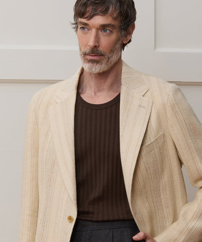 Todd Snyder Italian Linen Silk Double Stripe Sport Coat - Beige