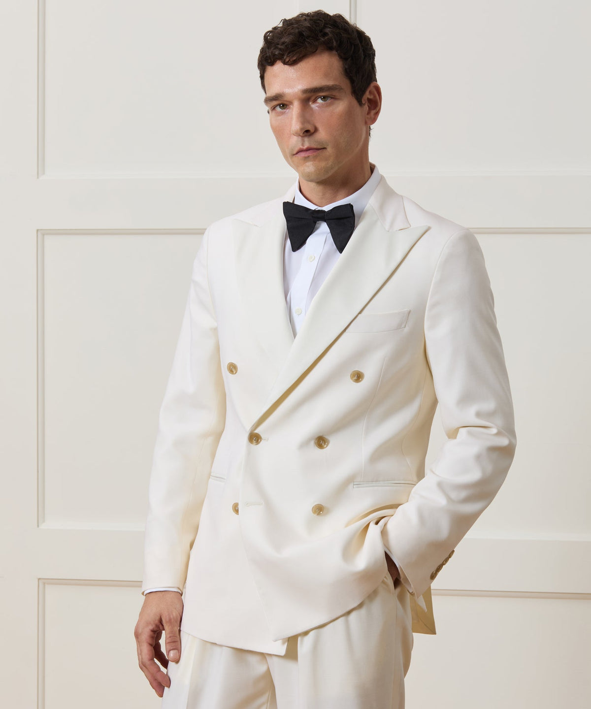 Todd Snyder Italian Wool Double-Breasted Tuxedo Jacket - Ivory
