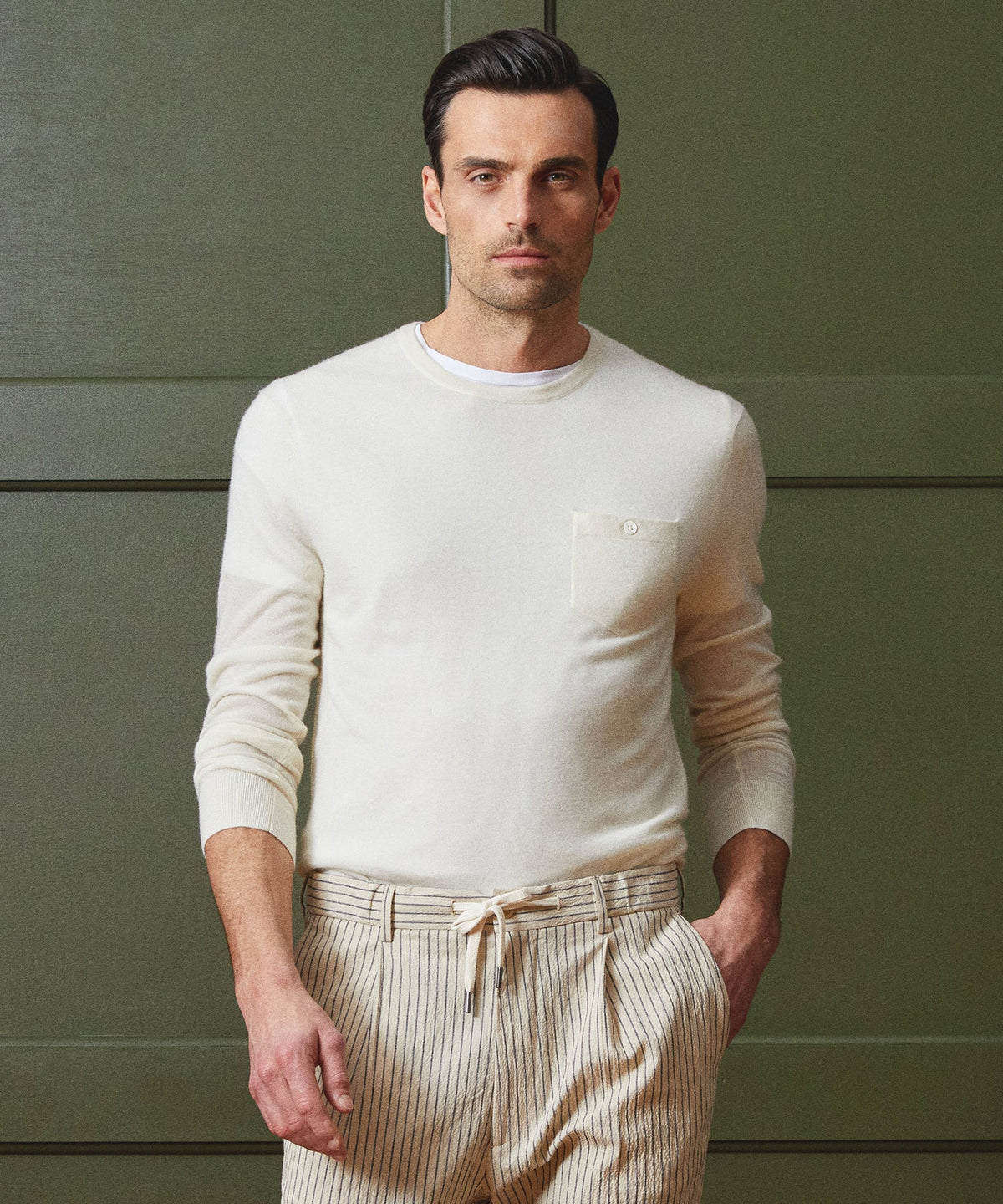 Todd Snyder Premium Cashmere Pocket Tee - Bisque|BISQUE